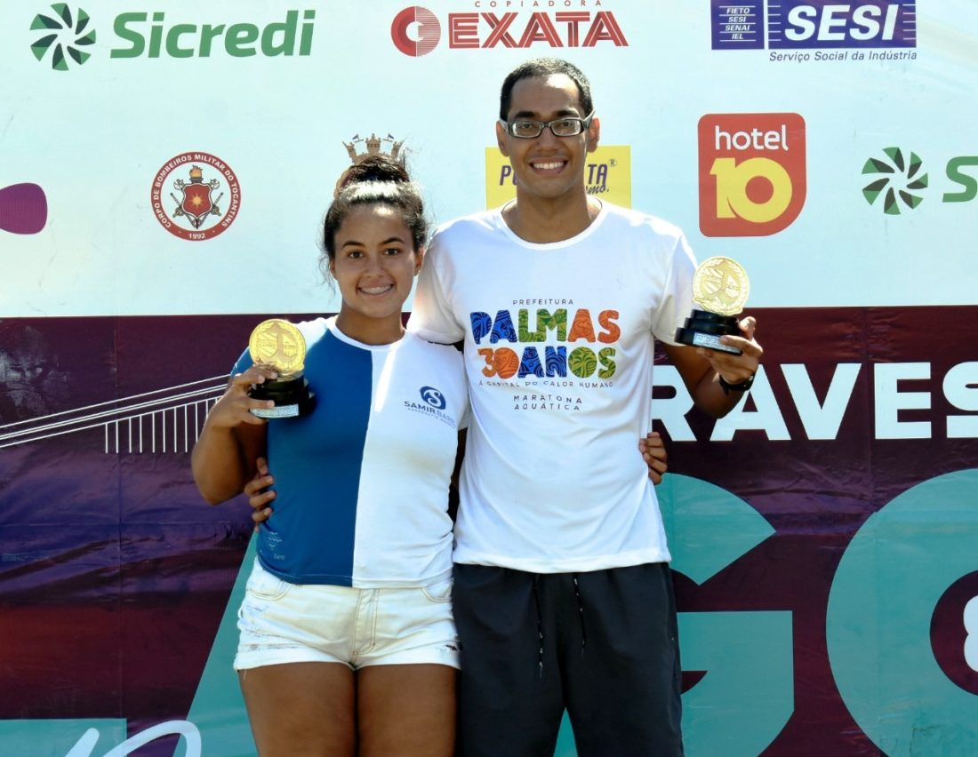 Luiz Felipe e Vitória Eugênia vencem o Desafio 8K Travessia do Lago de Palmas